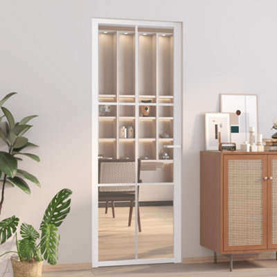 Berkfield Interior Door 76x201.5 cm White ESG Glass and Aluminium