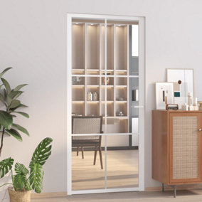 Berkfield Interior Door 93x201.5 cm White ESG Glass and Aluminium