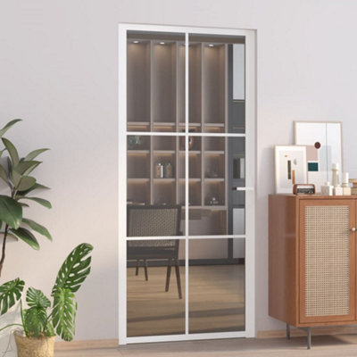 Berkfield Interior Door 93x201.5 cm White ESG Glass and Aluminium