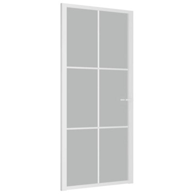 Berkfield Interior Door 93x201.5 cm White Matt Glass and Aluminium