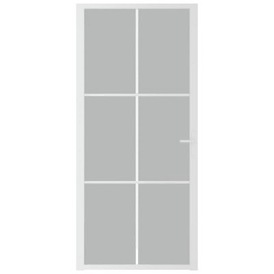 Berkfield Interior Door 93x201.5 cm White Matt Glass and Aluminium