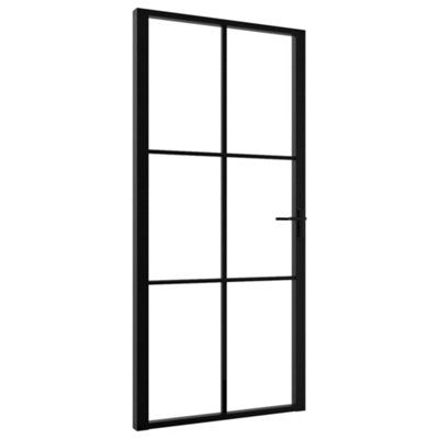 Berkfield Interior Door ESG Glass and Aluminium 102.5x201.5 cm Black