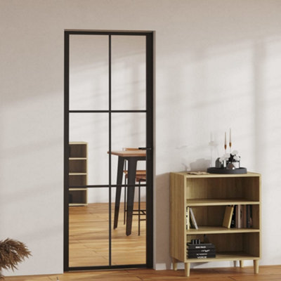 Berkfield Interior Door ESG Glass and Aluminium 76x201.5 cm Black