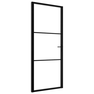 Berkfield Interior Door ESG Glass and Aluminium 83x201.5 cm Black