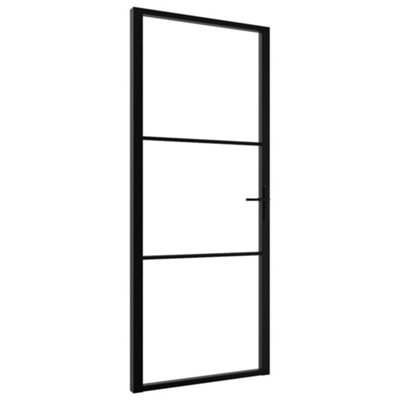 Berkfield Interior Door ESG Glass and Aluminium 93x201.5 cm Black