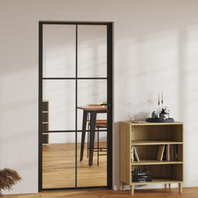 Berkfield Interior Door ESG Glass and Aluminium 93x201.5 cm Black