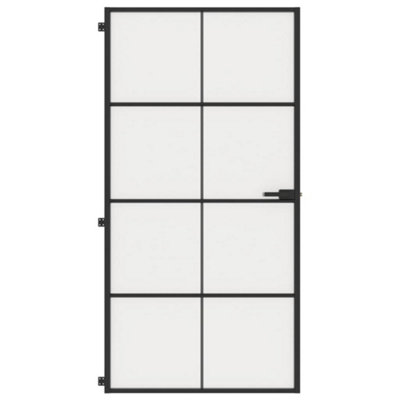Berkfield Interior Door Slim Black 102.5x201.5 cm Tempered Glass and Aluminium