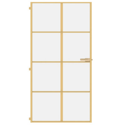 Berkfield Interior Door Slim Golden 102.5x201.5 cm Tempered Glass and Aluminium