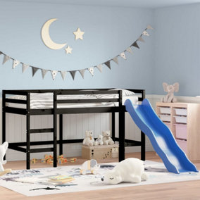 Berkfield Kids' Loft Bed with Slide Black 90x190 cm Solid Wood Pine