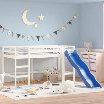 Berkfield Kids' Loft Bed with Slide White 90x200 cm Solid Wood Pine ...