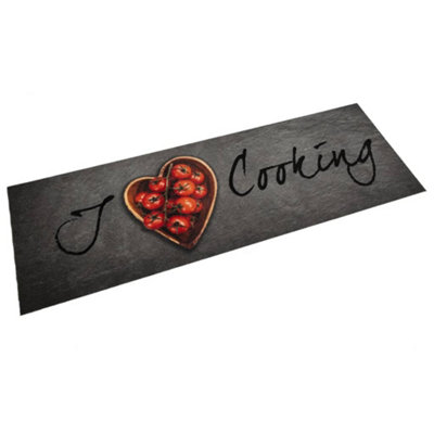 Berkfield Kitchen Rug Washable Cooking Text 60x180 cm Velvet