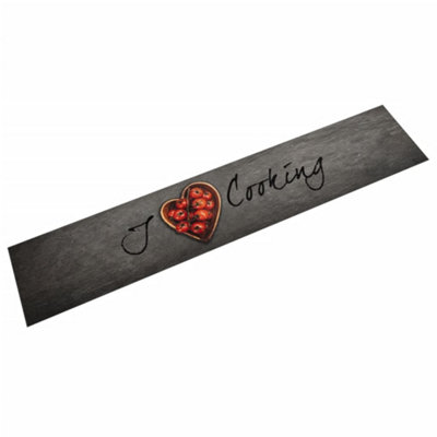 Berkfield Kitchen Rug Washable Cooking Text 60x300 cm Velvet