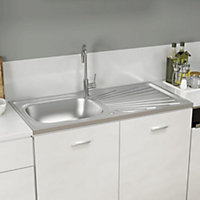 Berkfield Kitchen Sink with Drainer Set Silver 1000x500x155 mm Stainless Steel