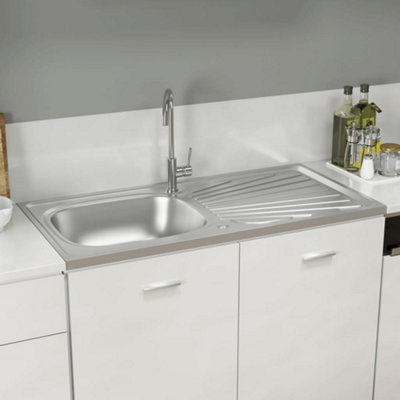 Berkfield Kitchen Sink with Drainer Set Silver 1000x500x155 mm Stainless Steel