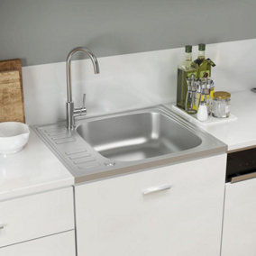 Berkfield Kitchen Sink with Drainer Set Silver 500x600x155 mm Stainless Steel