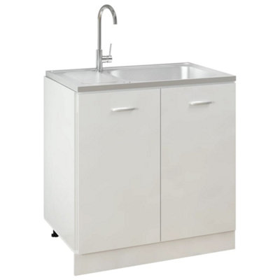 Berkfield Kitchen Sink with Drainer Set Silver 800x500x155 mm Stainless Steel