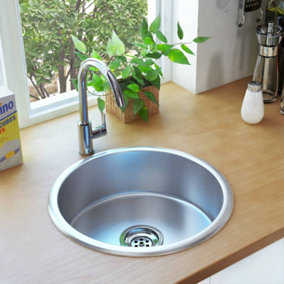 Berkfield Kitchen Sink with Strainer and Trap Stainless Steel