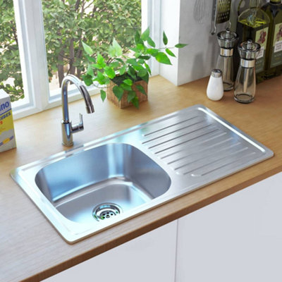 Berkfield Kitchen Sink with Strainer and Trap Stainless Steel