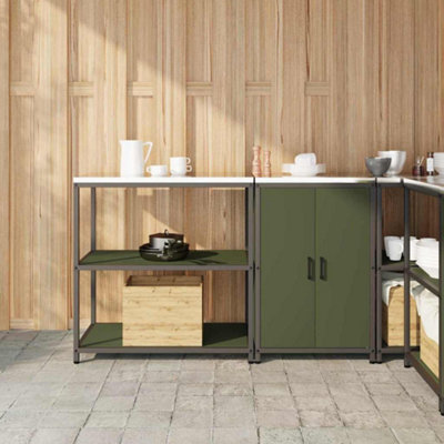 Berkfield Kitchen Storage Set 2 pcs Olive Green 150 x 50 x 92 cm