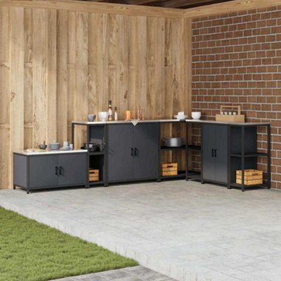 Berkfield Kitchen Storage Shelf with Shelf with Storage Anthracite Steel