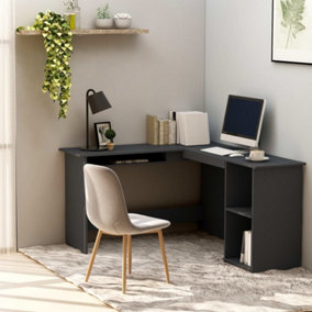 Berkfield L-Shaped Corner Desk Grey 120x140x75 cm Engineered Wood