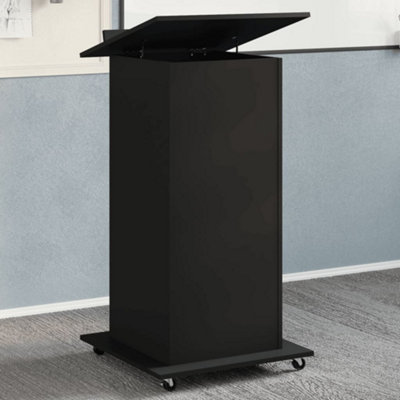 Berkfield Lectern with Wheels & Drawer Black 55x55x107 cm Engineered Wood