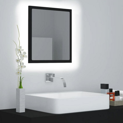 Berkfield LED Bathroom Mirror Black 40x8.5x37 cm Engineered Wood