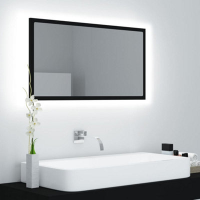 Berkfield LED Bathroom Mirror Black 80x8.5x37 cm Engineered Wood Price Comparisons | Compare The Build