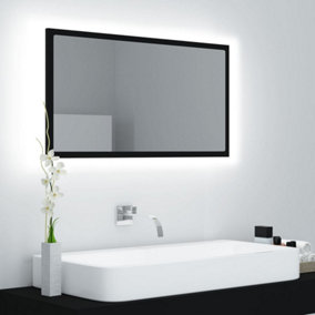 Berkfield LED Bathroom Mirror Black 80x8.5x37 cm Engineered Wood