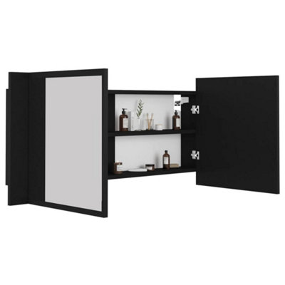 Berkfield LED Bathroom Mirror Cabinet Black 100x12x45 cm