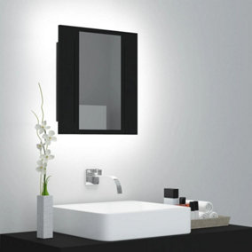 Berkfield LED Bathroom Mirror Cabinet Black 40x12x45 cm