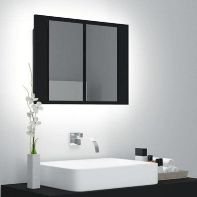 Berkfield LED Bathroom Mirror Cabinet Black 60x12x45 cm