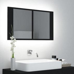 Berkfield LED Bathroom Mirror Cabinet Black 80x12x45 cm