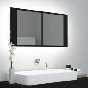 Berkfield LED Bathroom Mirror Cabinet Black 90x12x45 cm
