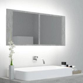 Berkfield LED Bathroom Mirror Cabinet Concrete Grey 100x12x45 cm