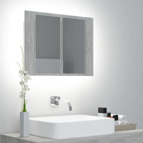 Berkfield LED Bathroom Mirror Cabinet Concrete Grey 60x12x45 cm