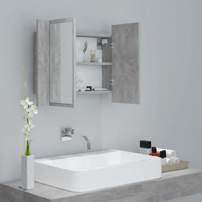 Berkfield LED Bathroom Mirror Cabinet Concrete Grey 60x12x45 cm