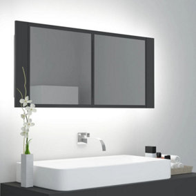 Berkfield LED Bathroom Mirror Cabinet Grey 100x12x45 cm