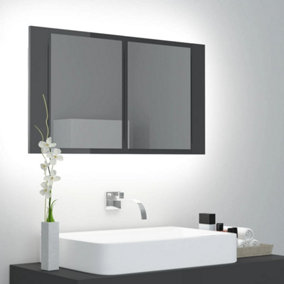 Berkfield LED Bathroom Mirror Cabinet High Gloss Grey 80x12x45 cm