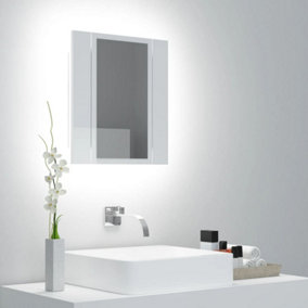 Berkfield LED Bathroom Mirror Cabinet High Gloss White 40x12x45 cm