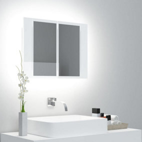 Berkfield LED Bathroom Mirror Cabinet High Gloss White 60x12x45 cm