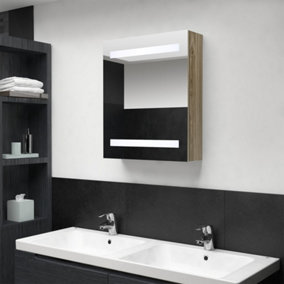 Berkfield LED Bathroom Mirror Cabinet Oak 50x14x60 cm