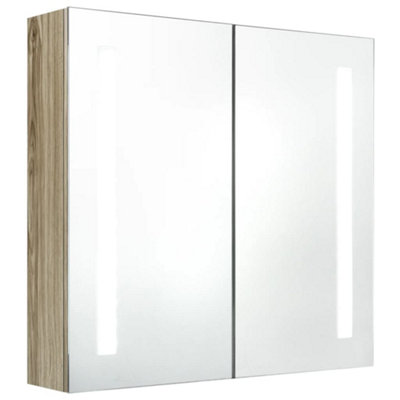 Berkfield LED Bathroom Mirror Cabinet Oak 62x14x60 cm