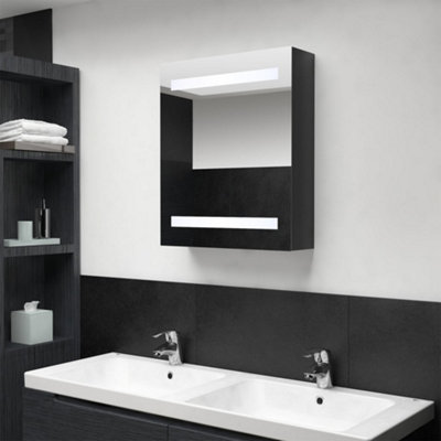 Berkfield LED Bathroom Mirror Cabinet Shining Black 50x14x60 cm Price Comparisons | Compare The Build