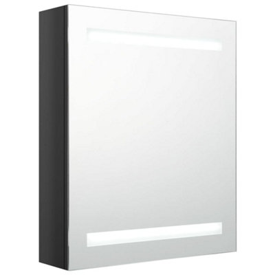 Berkfield LED Bathroom Mirror Cabinet Shining Black 50x14x60 cm