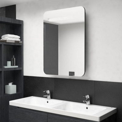 Berkfield LED Bathroom Mirror Shining Black 60x11x80 cm DIY