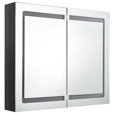 Berkfield LED Bathroom Mirror Cabinet Shining Black 80x12x68 cm