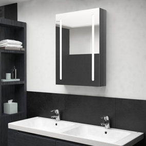 Berkfield LED Bathroom Mirror Cabinet Shining Grey 50x13x70 cm