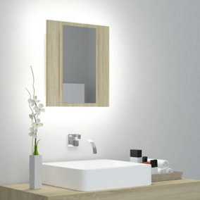 Berkfield LED Bathroom Mirror Cabinet Sonoma Oak 40x12x45 cm