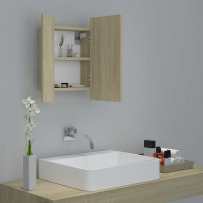 Berkfield LED Bathroom Mirror Cabinet Sonoma Oak 40x12x45 cm